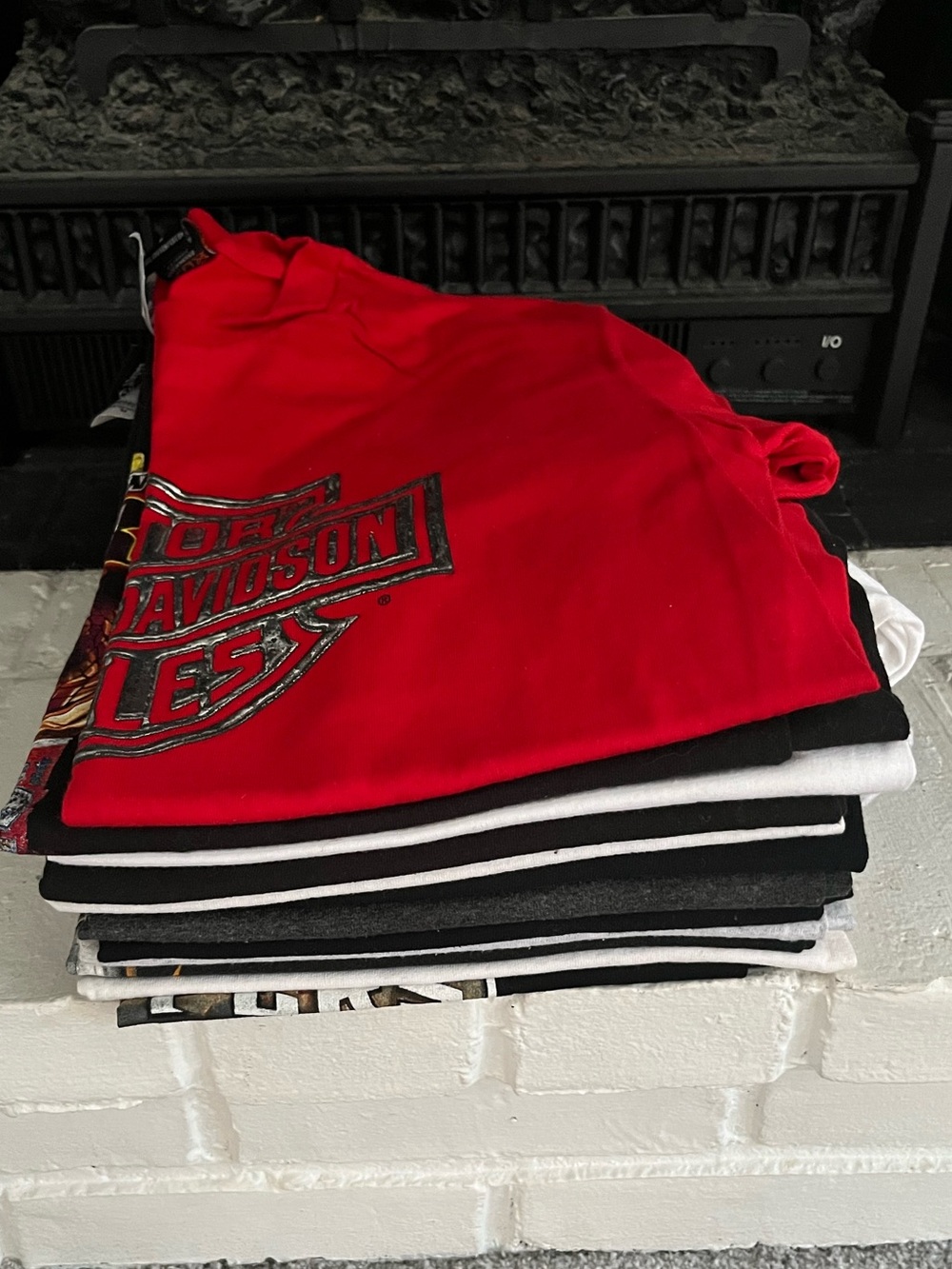 Harley-Davidson and Biker  Red, White, and Black Logo Tee Stack